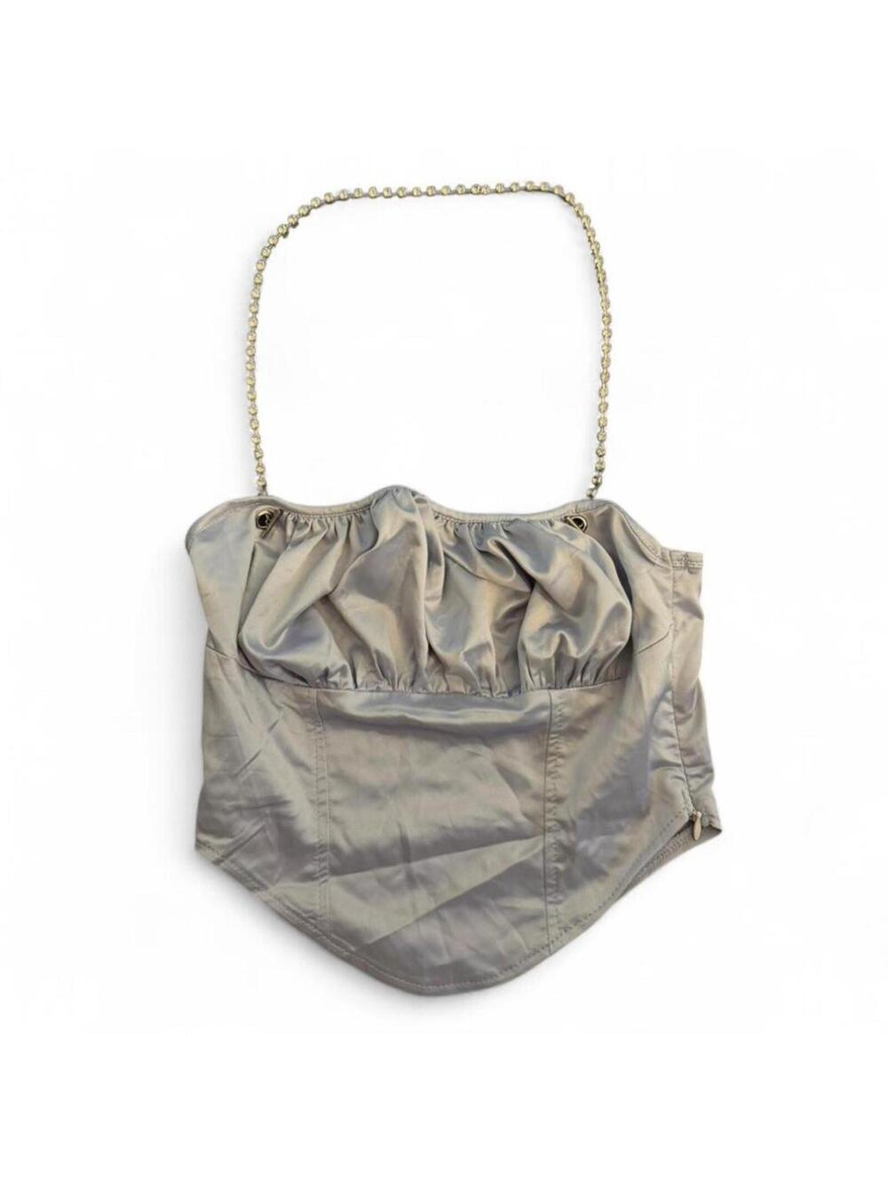 Women's Grey and Tan Crop-top